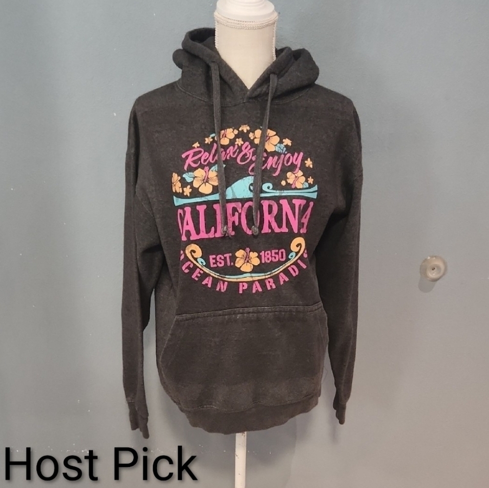 Vintage Y2K Roxy Style California Relax And Enjoy Tropical Floral Grunge Hoodie
